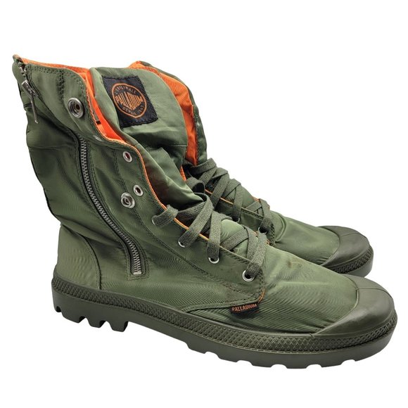 Palladium X Alpha Industries Baggy Zip Ma-1 Mens 13 Sage Green Orange Boots - Picture 1 of 13